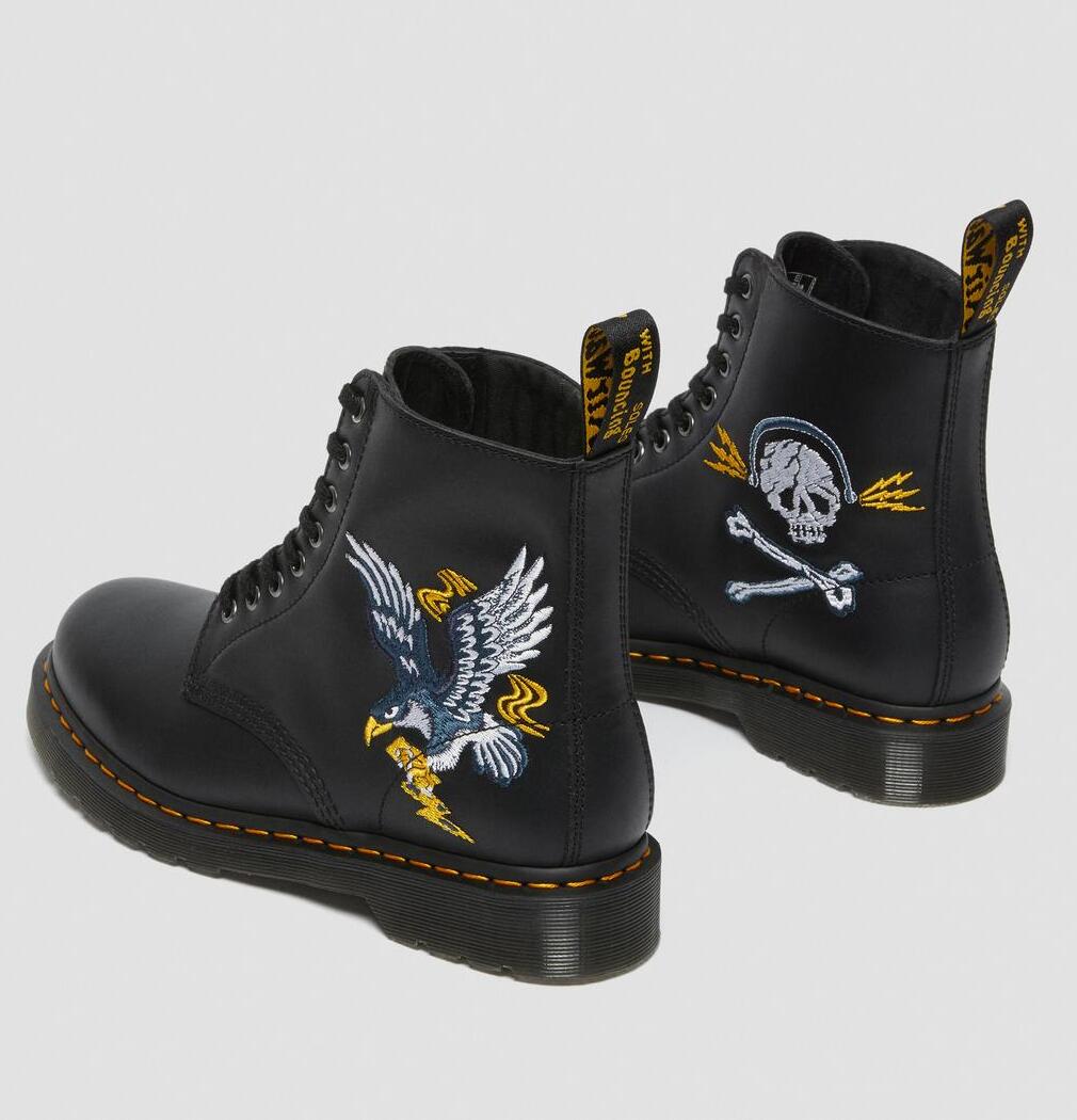 Dr. Martens 1460 Souvenir Embroidered Leather Boots Black Nappa