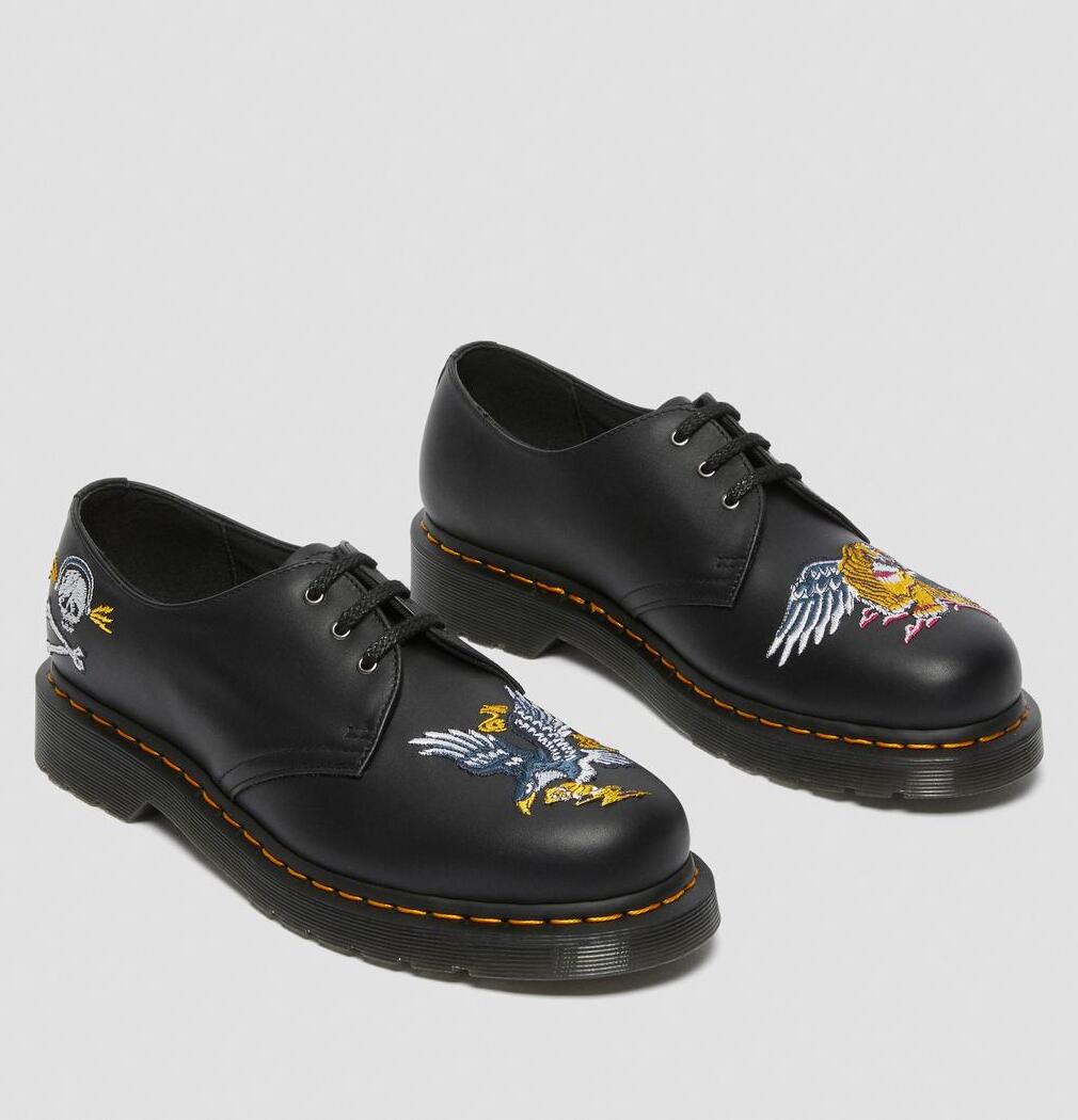 Dr. Martens 1461 Souvenir Embroidered Leather Shoes Black Nappa