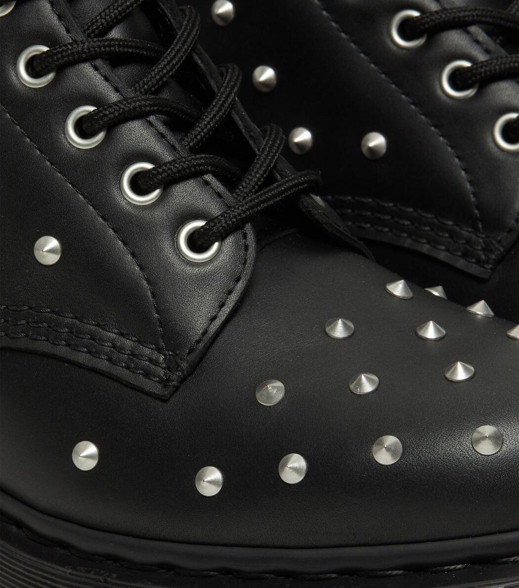 Dr. Martens 1460 Stud Wanama Leather Lace Up Boots Black