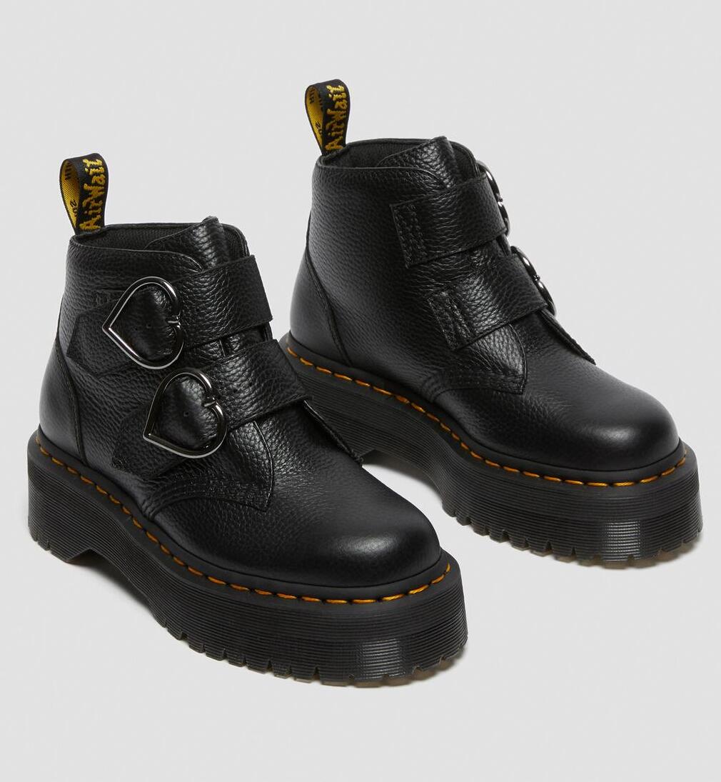 Dr. Martens Devon Heart Nappa Leather Platform Boots Black