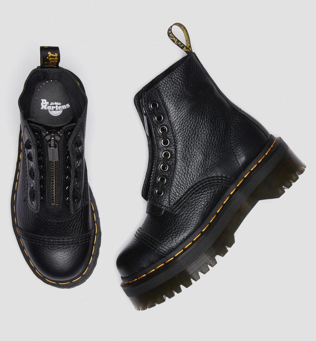 Dr. Martens Sinclair Leather Platform Boots Black Milled Nappa