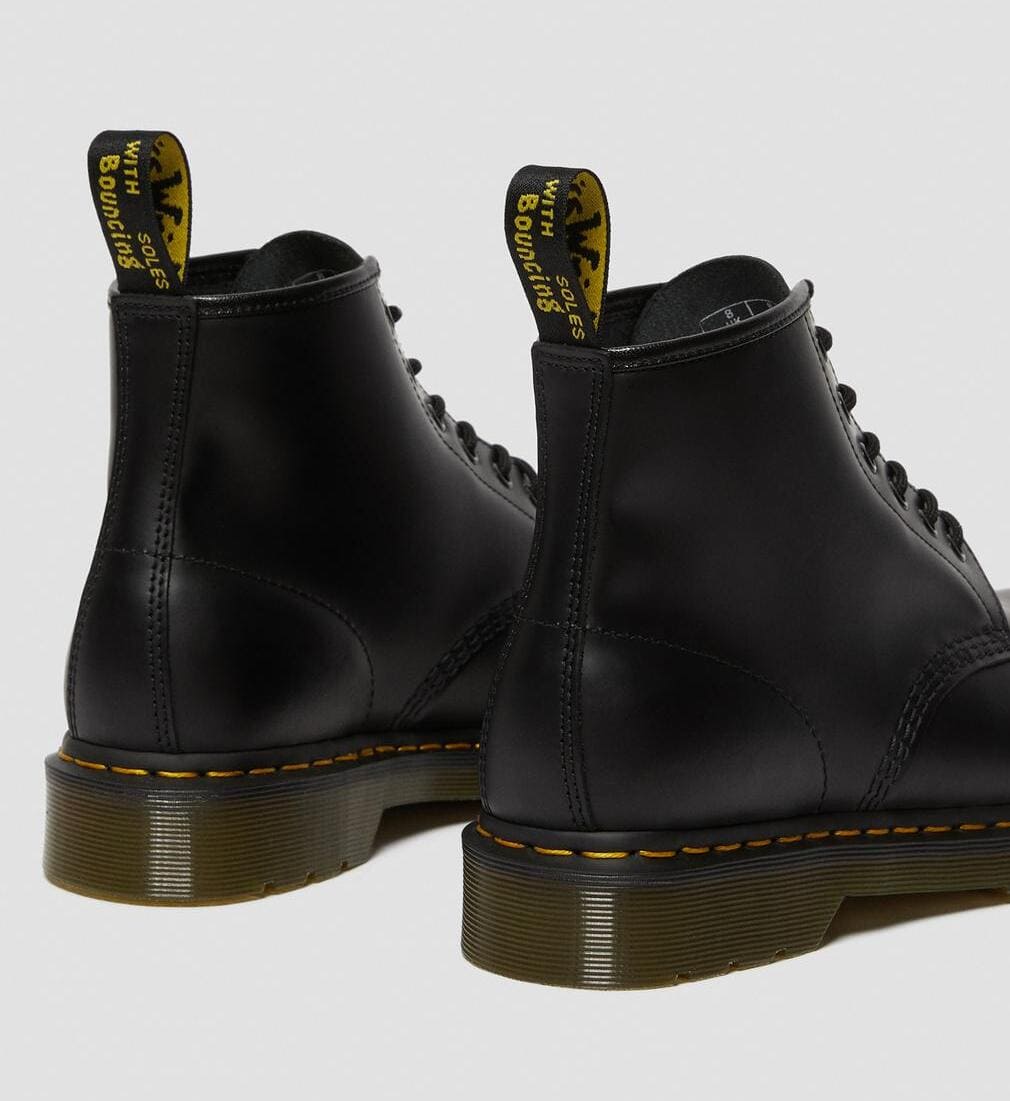 Dr. Martens 101 Yellow Stich Smooth Leather Ankle Boots Black