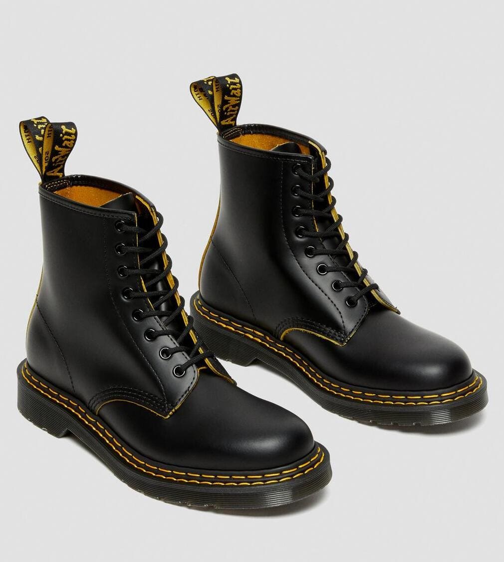 Dr. Martens 1460 Double Stitch Black+Yellow Smooth Slice