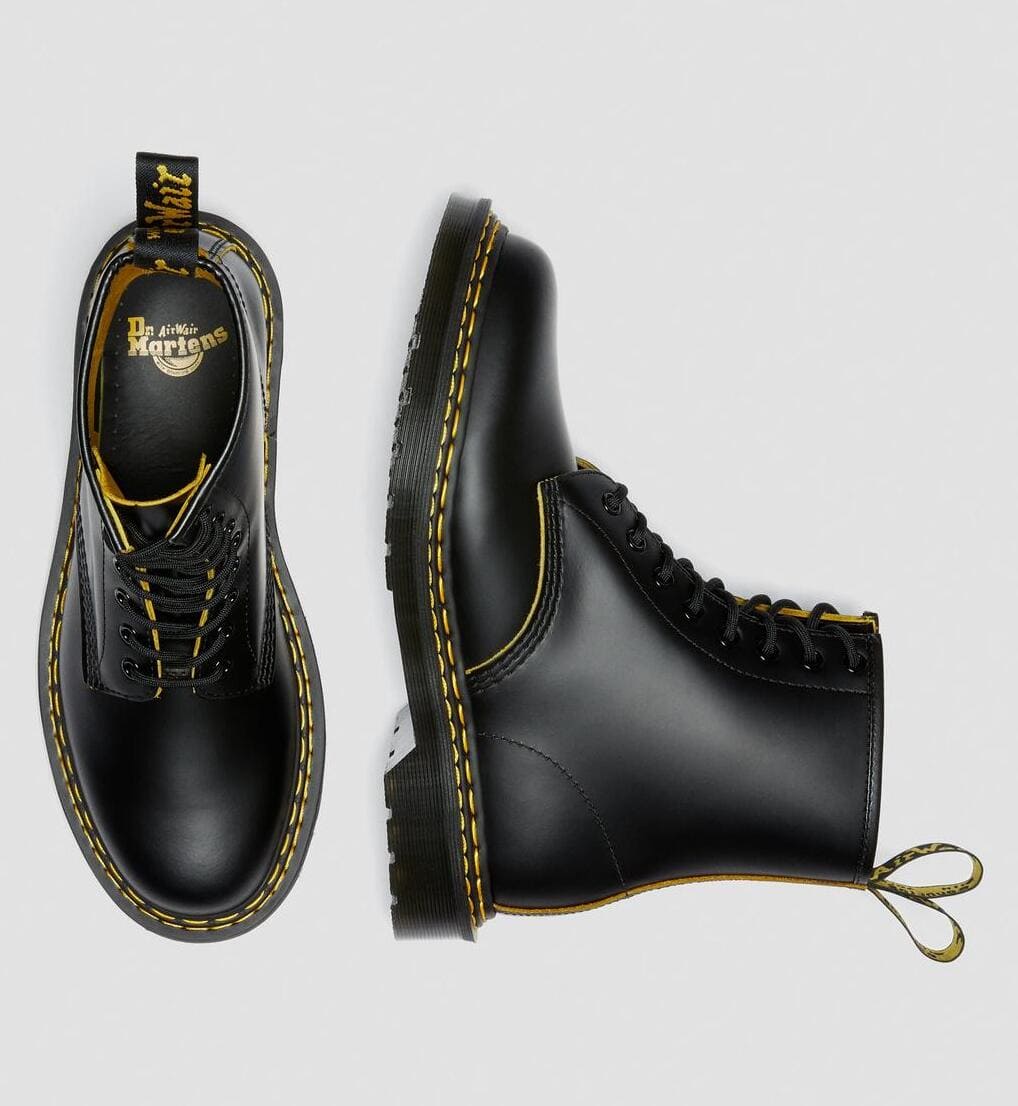 Dr. Martens 1460 Double Stitch Black+Yellow Smooth Slice