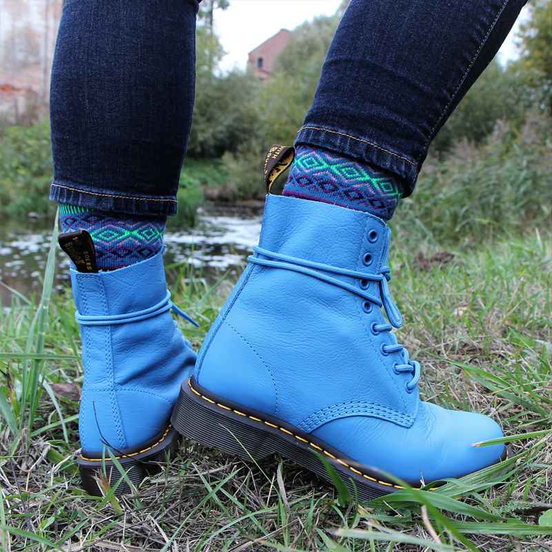 Dr. Martens 1460 Pascal Virginia Leather Ankle Boots Mid Blue