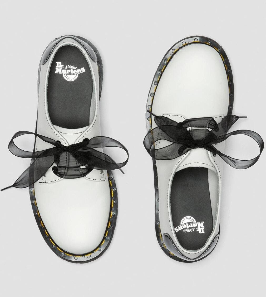 Dr. Martens 1461 Hearts Smooth & Patent Leather Oxford Shoes White+Black