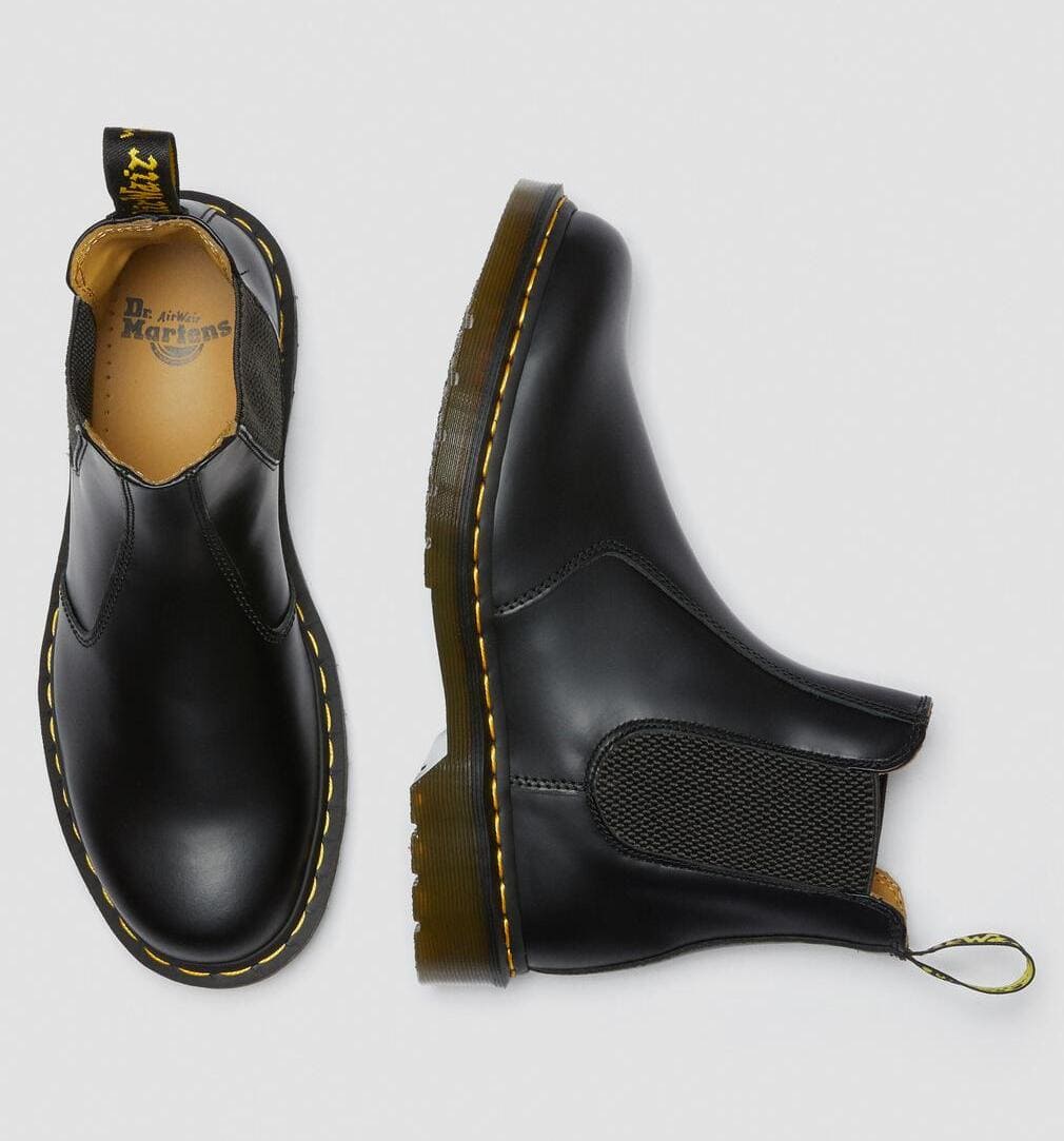 Dr. Martens 2976 Yellow Stich Smooth Leather Chelsea Boots Black
