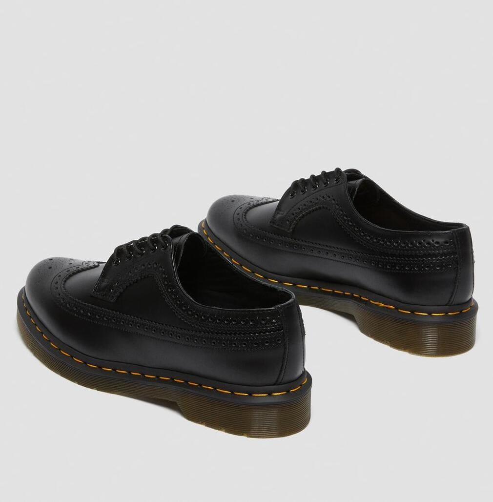 Dr. Martens 3989 Yellow Stitch Smooth Leather Brogue Shoes Black