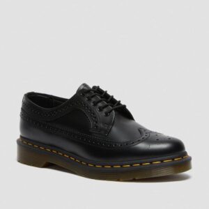 Dr. Martens 3989 Yellow Stitch Smooth Leather Brogue Shoes Black фото