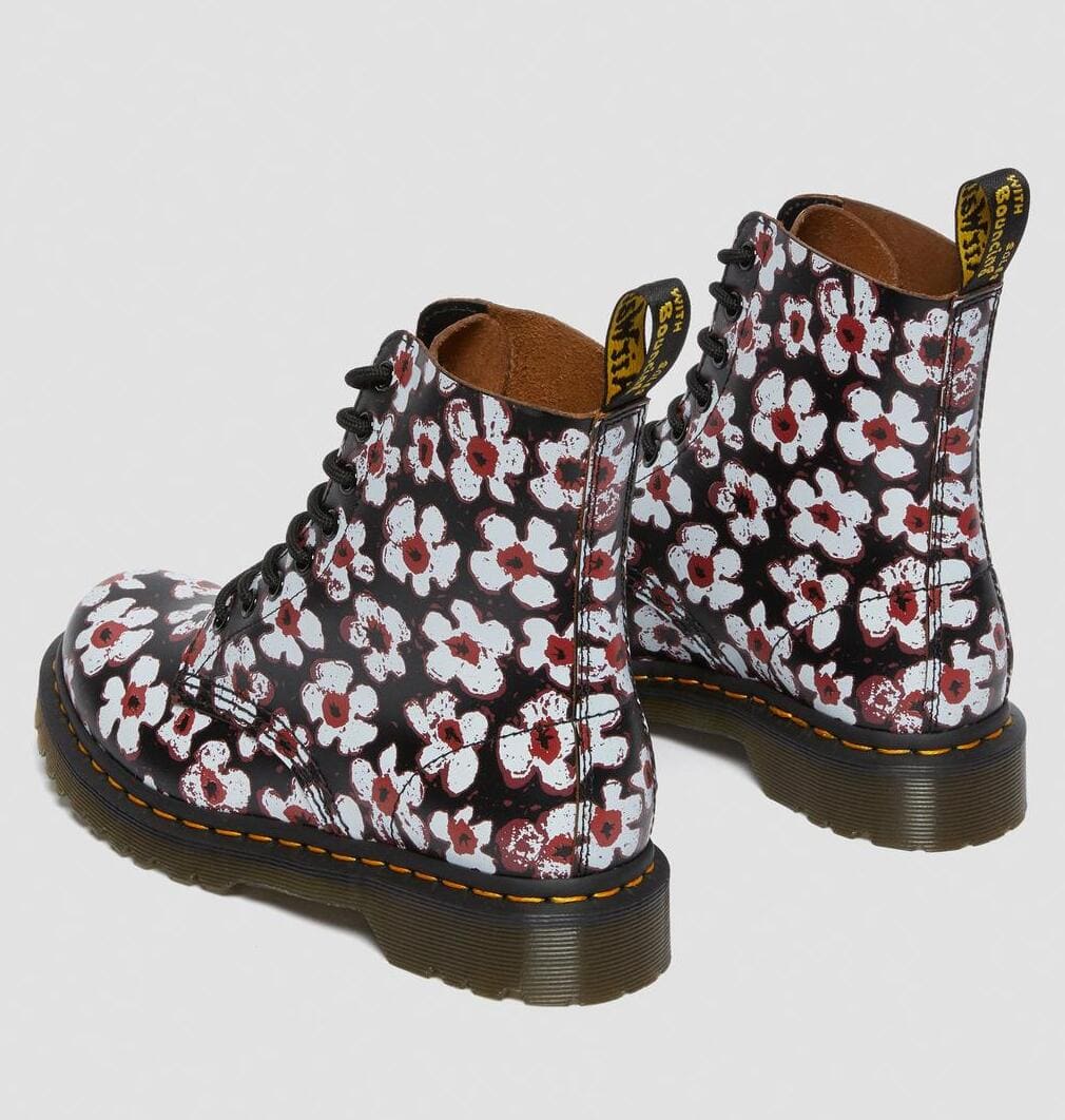 Dr. Martens Pascal Floral Leather Lace Up Boots Vintage Smooth