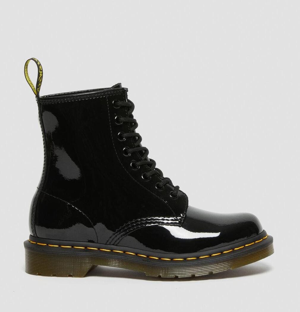 Dr. Martens 1460 W Patent Lamper Leather Lace Up Boots Black