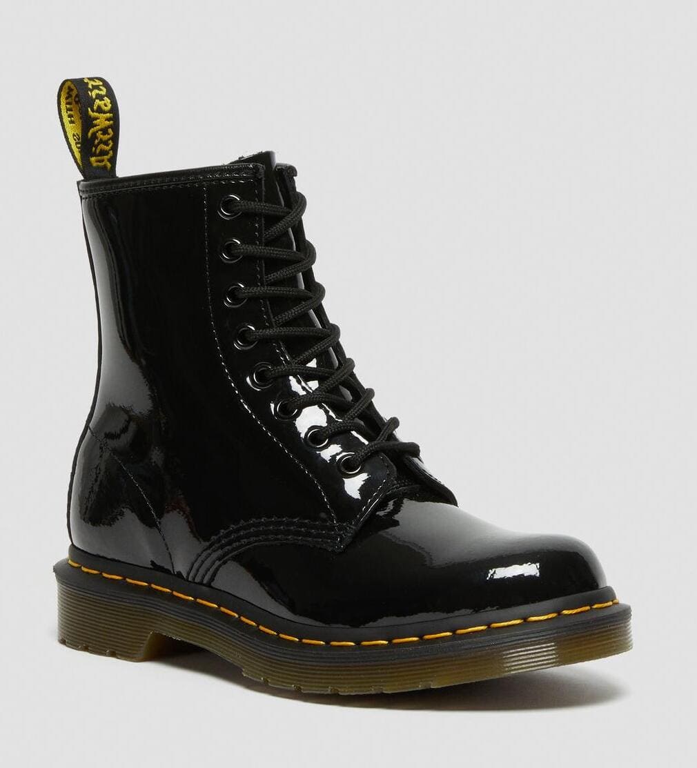 Dr. Martens 1460 W Patent Lamper Leather Lace Up Boots Black