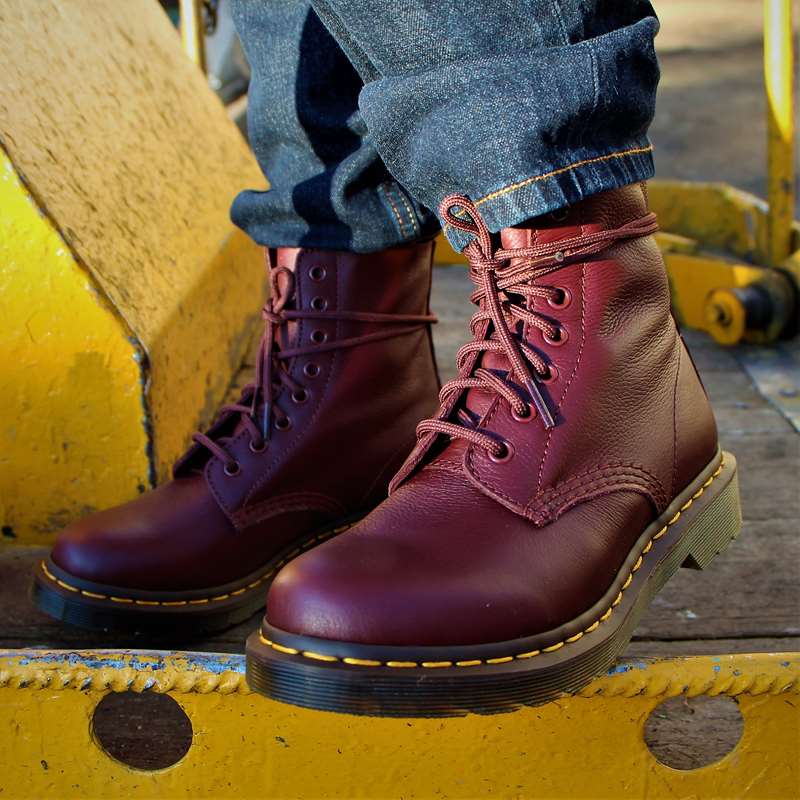 Dr. Martens 1460 Pascal Virginia Leather Ankle Boots Cherry Red
