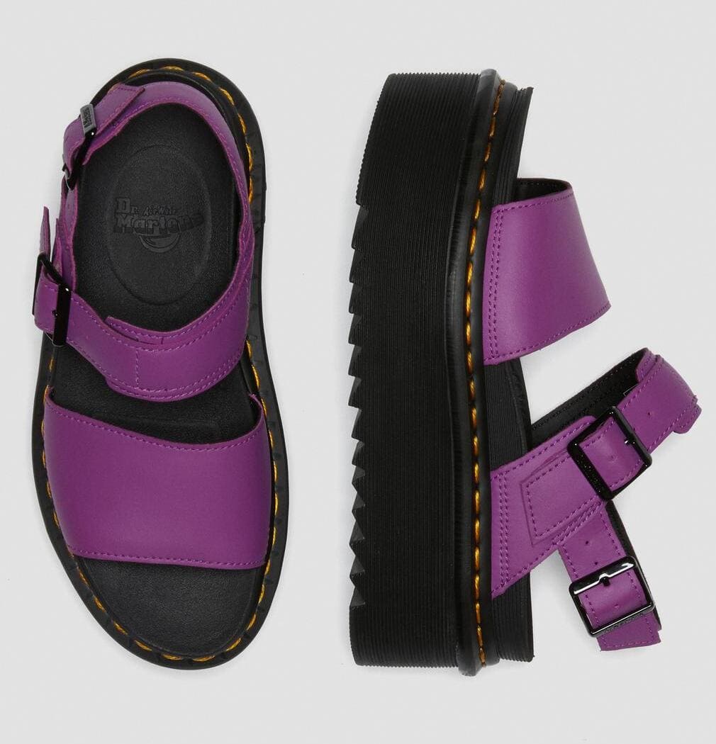 Dr. Martens Voss Hydro Leather Strap Platform Sandals Bright Purple
