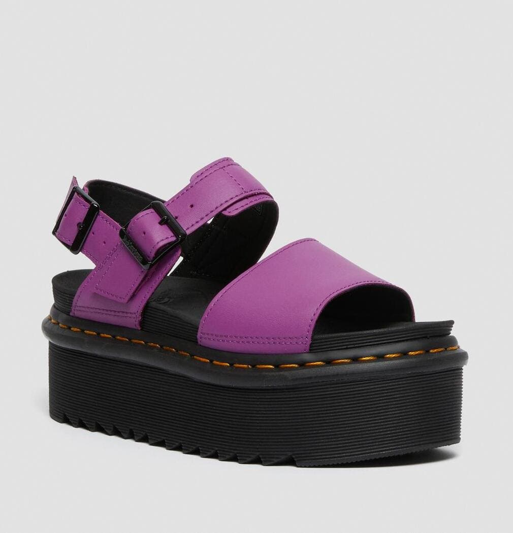 Dr. Martens Voss Hydro Leather Strap Platform Sandals Bright Purple