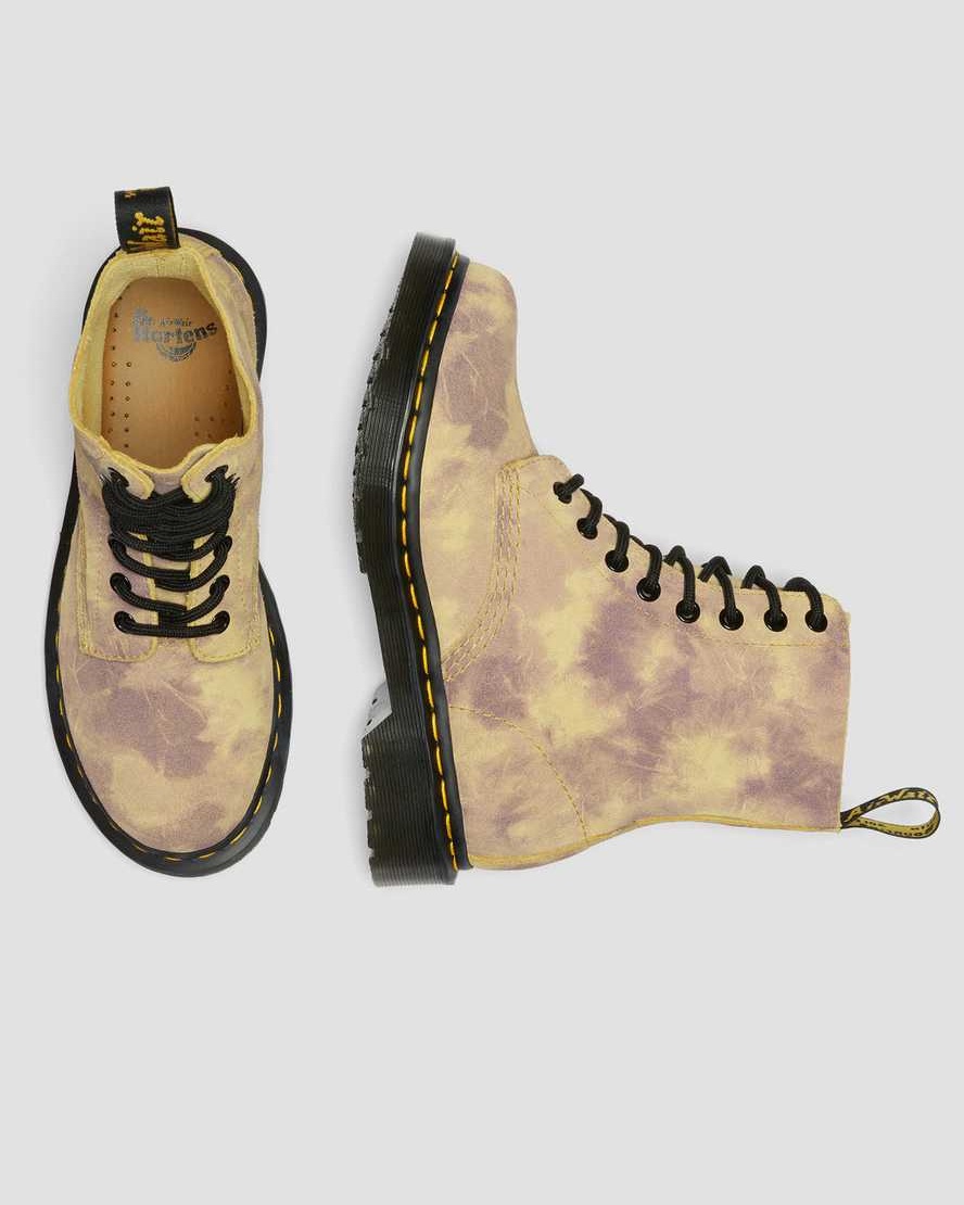 Dr. Martens 1460 Pascal Tie Dye Leather Lace Up Boots Yellow