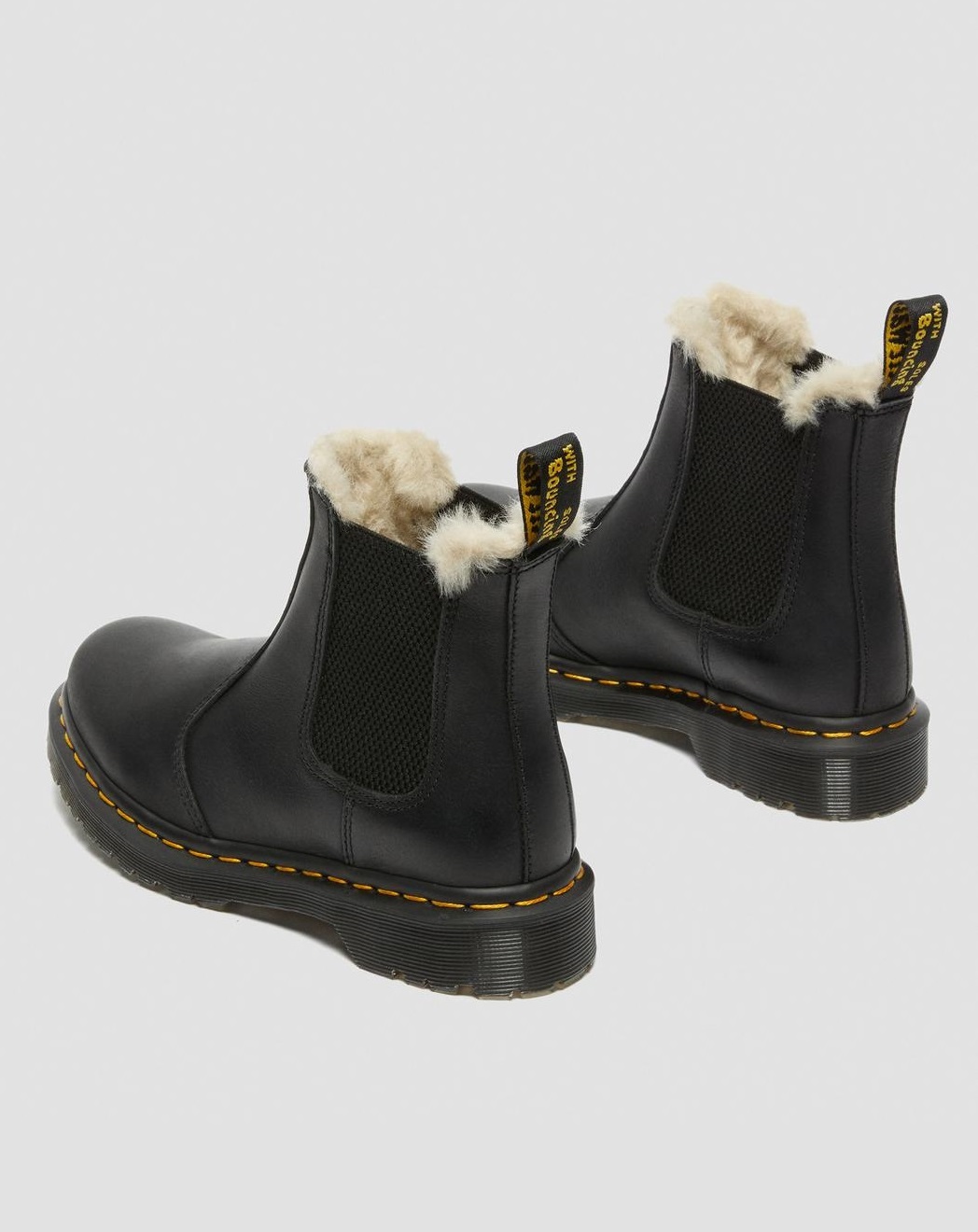 Dr. Martens 2976 Leonore Faux Fur Lined Chelsea Boots Burnished Wyoming Black