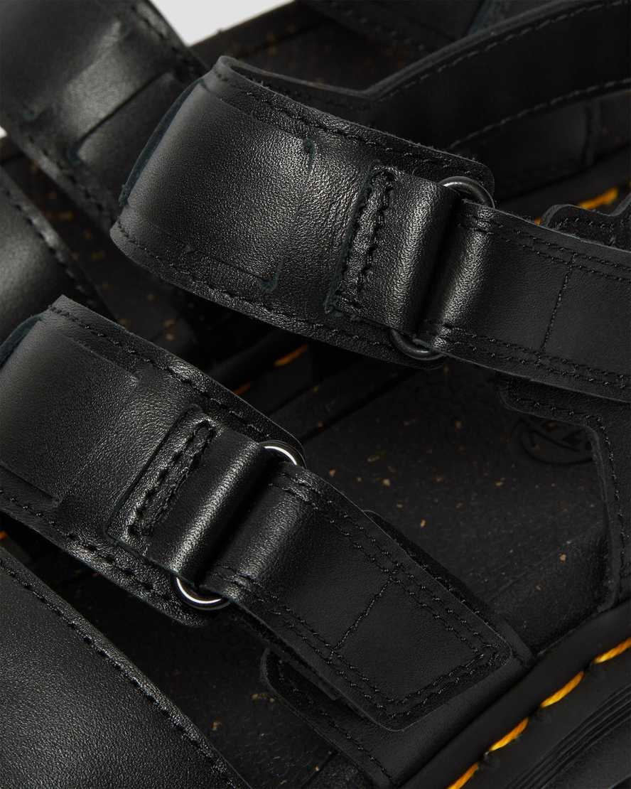 Dr. Martens Ricki Nappa Lux Leather 3 Strap Platform Sandals Black