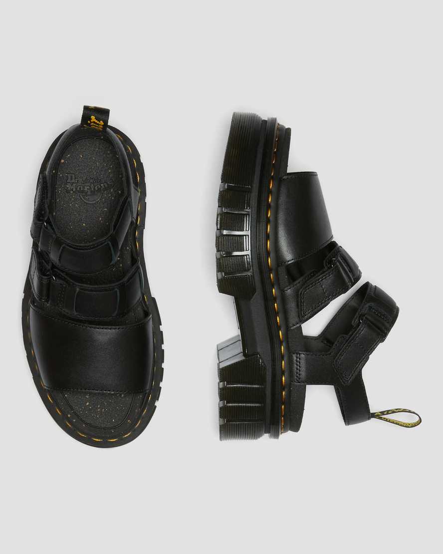 Dr. Martens Ricki Nappa Lux Leather 3 Strap Platform Sandals Black