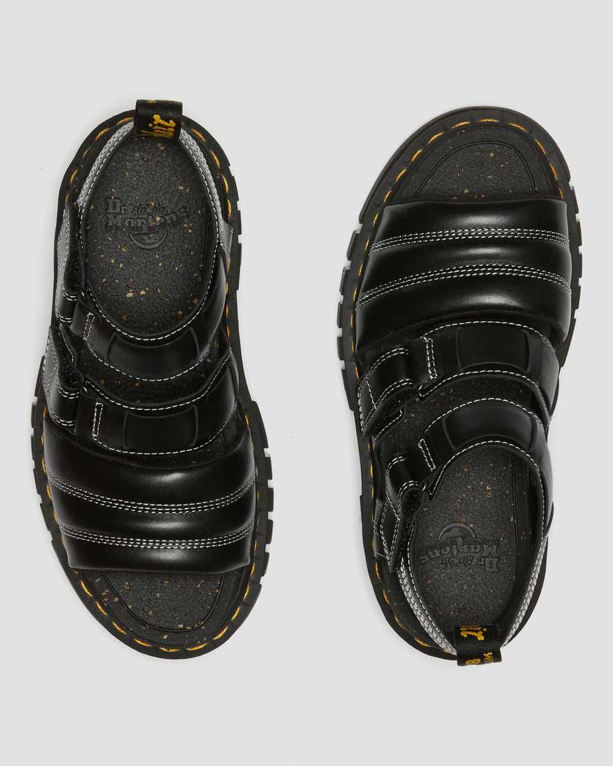 Dr. Martens Ricki Nappa Lux Leather 3 Strap Sandals Black