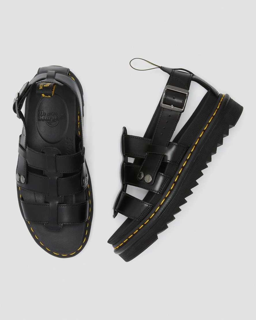 Dr. Martens Terry Brando Leather Strap Sandals Black