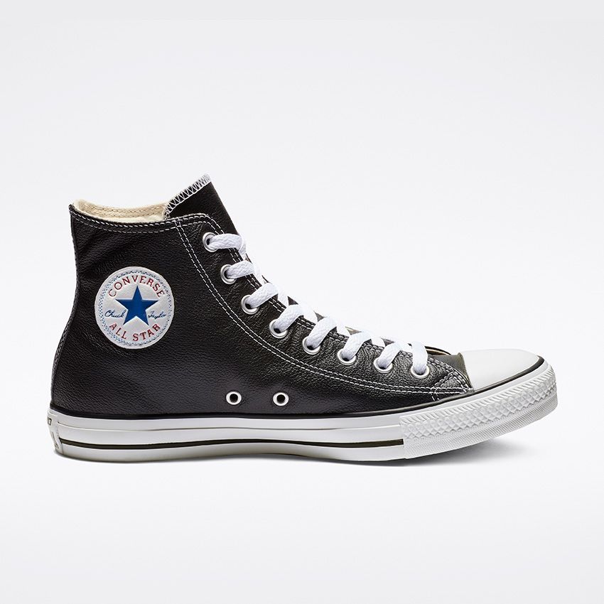 High top converse store black leather